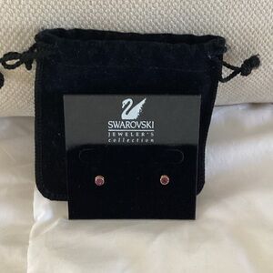 Swarovski Gold-Tone Stud Earrings with purple crystals